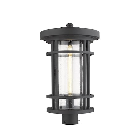 Z-Lite Jordan 1 Light Outdoor Post Mount Fixture, Black And Clear Seedy 570PHXL-BK